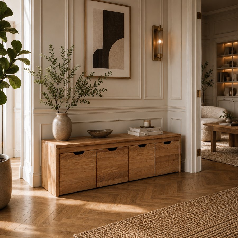 Sif Bank aus Eichenholz mit 4 Schubladen – FSC-Holzbank mit Stauraum – Organic Sleep