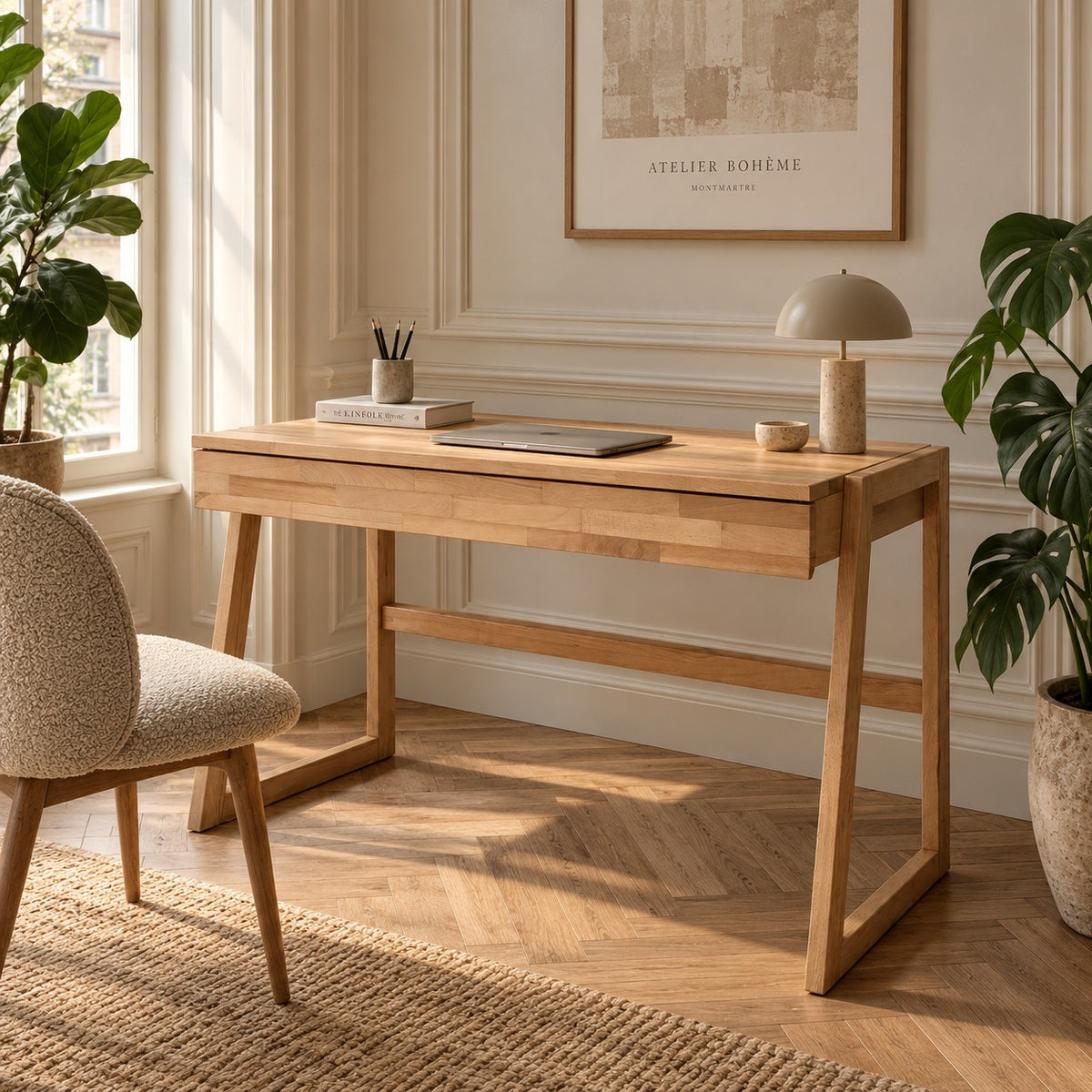 Sif Snedker Schreibtisch aus massivem FSC-Buchenholz – Naturöl – B55 x H177 x L126