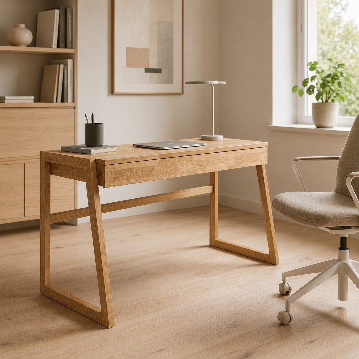 Sif snedker skrivebord i massivt egetræ – 1 skuffe – Naturolie